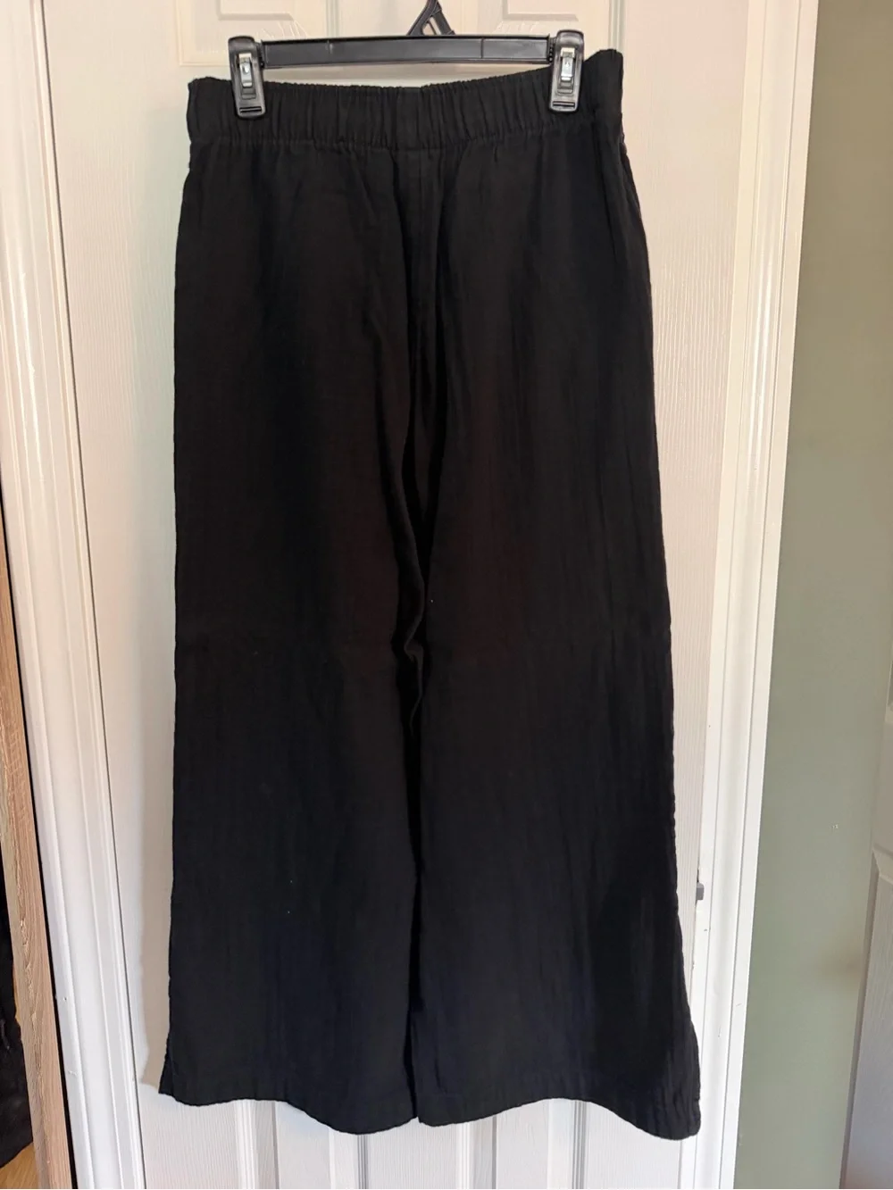 Old Navy Black Elastic-Waist Wide-Leg Gauze Pants (Size S)